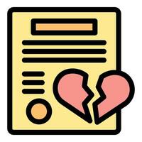 Broken heart on marriage certificate symbolizing divorce or separation vector