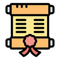 Ancient scroll with red ribbon and seal representing official document vector