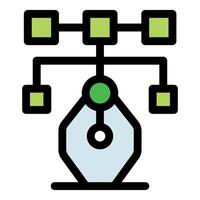 Algorithm generating connected square nodes using pen tool icon vector