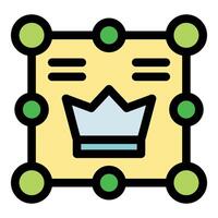 Digital certificate featuring crown and nodes, symbolizing online royalty and achievement vector