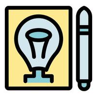 Light bulb and pen representing creative idea generation vector