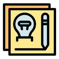 Light bulb and pencil drawing on sticky notes representing creative idea vector