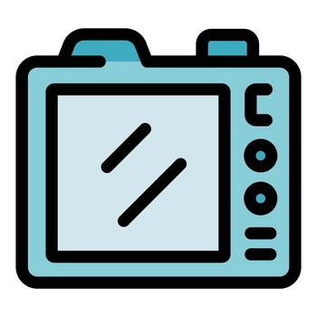 Digital camera displaying standby screen with buttons and shutter release vector