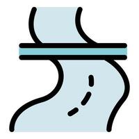 Winding road passing under a bridge, infrastructure and transportation icon vector
