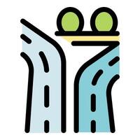 Highway traffic management system connecting two roads with bridge vector