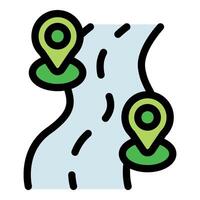 Location pins showing route on a map vector