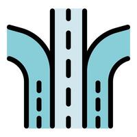 Highway splitting into two separate roads, diverging path concept vector