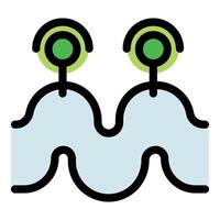 Location tracking sensor sending signals from wavy surface vector