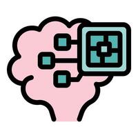 Brain connecting to digital processor, artificial intelligence and machine learning vector