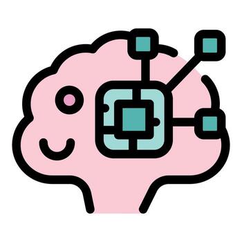 Artificial intelligence chip processing data inside human brain vector