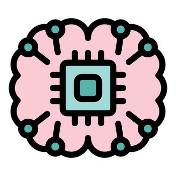 Artificial intelligence chip processing data inside human brain vector