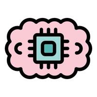 Artificial intelligence chip integrating with human brain representing machine learning vector