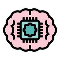 Artificial intelligence chip integrating with human brain, enhancing cognitive abilities vector