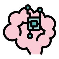 Brain chip processing transforming human intellect, artificial intelligence icon vector