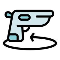 Handgun rotating counterclockwise on a virtual platform vector