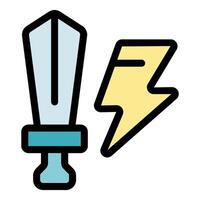 Sword and lightning bolt representing power and speed vector