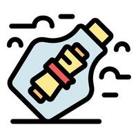 Message in a bottle floating on water conveys important information vector