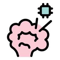 Brain receiving signals from microchip, artificial intelligence and neural implants vector