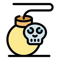 Round bomb with skull and burning fuse representing danger vector