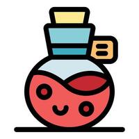 Kawaii potion bottle smiling with cork and label vector