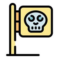 Pirate flag showing skull and crossbones symbol waving in wind vector