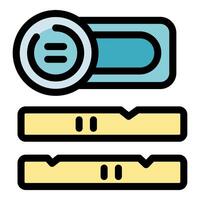 Circular button controlling two horizontal sliders with pause symbol vector