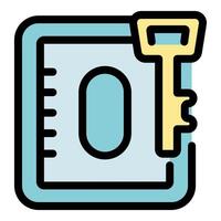 Key unlocking padlock, representing security and access control vector