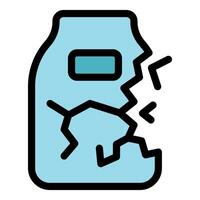 Broken detergent bottle with cracks and splinters displaying product damage vector