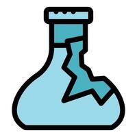 Broken chemical flask showing a failed experiment vector