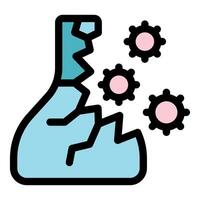 Broken lab flask releasing dangerous virus molecules, biohazard containment breach vector