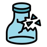 Broken glass jar with shattered pieces flying out, symbolizing fragility and damage vector