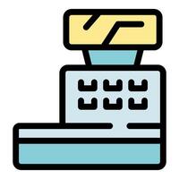 Cash register processing payment, modern pos system icon for retail and commerce vector