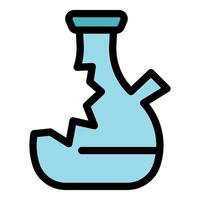 Broken bong with jagged edges symbolizing drug addiction and its consequences vector