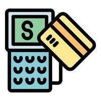 Cashier entering credit card information on pos terminal for payment vector