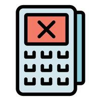 Payment terminal showing error message, declined transaction vector