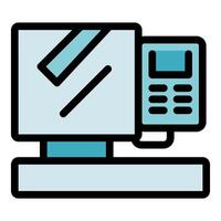 Modern pos terminal managing transactions securely and efficiently vector