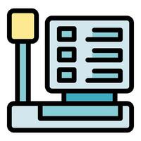 Electronic price computing scale calculating total cost of groceries vector
