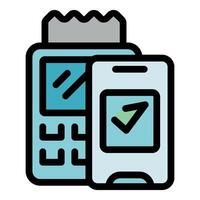 Pos terminal processing contactless payment with nfc technology vector