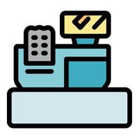 Cash register processing payment with check mark on screen vector