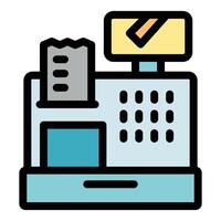 Cash register printing receipt with approved payment on screen vector