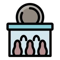 Bowling player aiming at pins with ball return system working vector