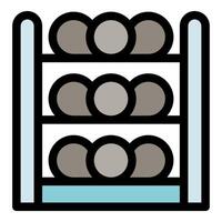 Metal rack storing round bales in warehouse, efficient storage solution vector