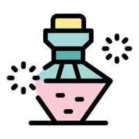 Magic potion brewing in a sparkling glass bottle vector