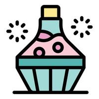 Magic potion brewing in a flask with sparkling effects vector