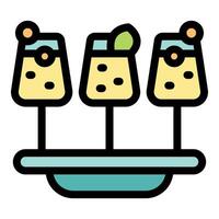 Three molecular cocktails resting on a serving tray, embracing culinary innovation vector