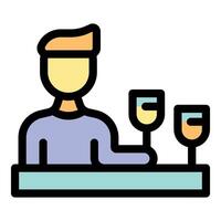 Man sitting at bar counter enjoying drinks, relaxing evening at pub vector