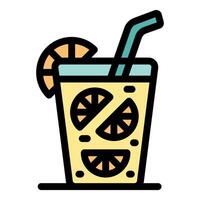 Refreshing citrus drink with garnish and straw, perfect summer beverage vector