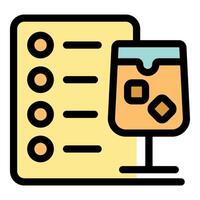 Cocktail menu with checklist for preparing mixed alcoholic drinks vector