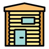 Log cabin exterior with window and door representing simple living vector