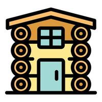 Log cabin building showing eco friendly construction with natural materials vector